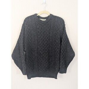 Vintage Quills Woolen Market Wool Sweater Mens 44 Slate Gray Ireland Fisherman